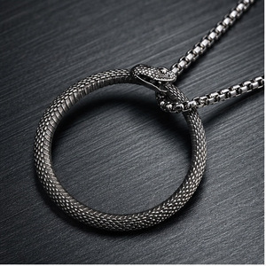 Yunnique – collier avec pendentif serpent, design Ouroboros, alliage de cuivre, bijoux cadeau unisexe, 3x60cm - Product Image 2