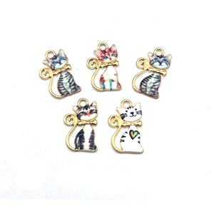 Colorful <b>Cat</b> Print Alloy Charms For Jewelry Making Pendants <b>Earrings</b> Keychains Phone Charms Unisex DIY Accessories - Product Image 5