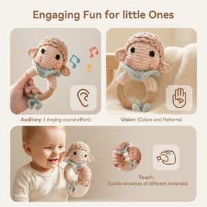 RIZON Sonajero Musical de Madera con Forma de Oveja para Recién Nacidos y Bebés, Juguete Sensorial para Agarrar, Educación Temprana, Sonajero de Mano con Forma de Animal - Product Image 2