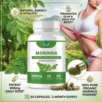 Complément Énergétique Probiotique à Base d'Extrait de Feuilles de Moringa Marque Blanche – Capsules de Moringa et Thé Vert Pur Naturel en Gros