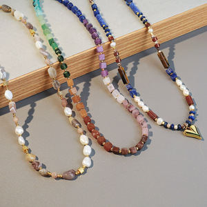 Collana girocollo con perline di pietre semipreziose arcobaleno chakra, placcata <span class=keywords><strong>oro</strong></span> 18 carati, collana di pietre naturali, collane corte da donna - Product Image 2