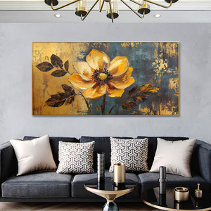 Peinture abstraite moderne sur <span class=keywords><strong>arbre</strong></span> d'or Texture 3D Art mural fleuri Grande huile contemporaine sur toile Peinture contemporaine sur feuille d'or - Product Image 5