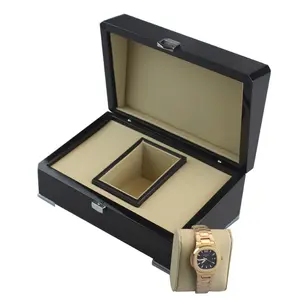 Exquisito embalaje de lujo pantalla piano laca almacenamiento regalo reloj de madera caja organizador de madera