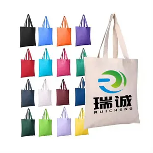 Ruicheng 일상 생활에 대 한 사용자 정의 빈 캔버스 가방 판촉 저렴 하이 퀄리티 빈 면 캔버스 빈 토트 가방
