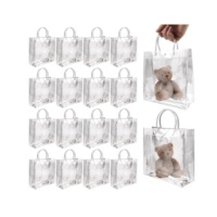 Sac fourre-tout transparent en PVC avec logo personnalisé d'une épaisseur de 10oz sac à provisions en plastique à faible quantité minimale de commande avec poignée de pochette d'emballage cadeau motif lettre