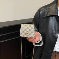 Bolso Bandolera Mini de Moda Otoñal Estilo Inglés para Mujer con Detalle de Cadenas, Cuero PU y Forro de Poliéster, Correa Única