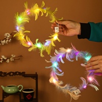 Serre-tête LED lumineux à plumes de poulet, thème forêt, accessoire capillaire pour enfants, idéal pour la nuit et les spectacles, pour le marché transfrontalier