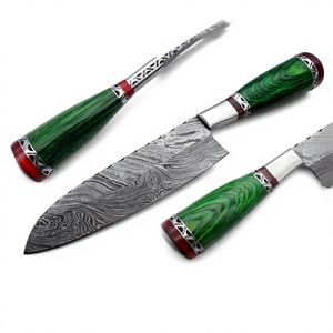 Cuchillo de Chef Premium de Damasco con Mango de Madera, Cuchillería Profesional Hecha a Mano para Cocina - Product Image 1