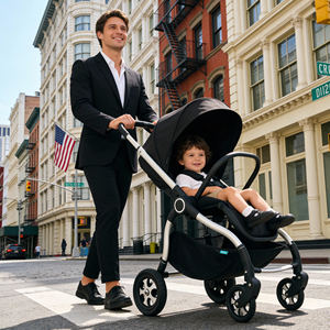 <span class=keywords><strong>Poussette</strong></span> Bébé 3-en-1 Bidirectionnelle OEM Landleopard 0-3 Ans 20KG Pliage Compact Haute Position EN1888-2 Roues en PU Écologiques Certifiées CCC - Product Image 1