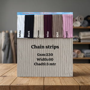 Tissu tricoté côtelé à rayures en chaîne de qualité supérieure, 230 GSM, textile polyester pour saris, vêtements de mode et habillement - Product Image 2