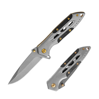 Couteau pliant Meiji 440C en acier avec manche en acier inoxydable et G10 pour la survie, le camping en plein air