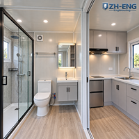 Maison conteneur extensible à double aile de 20 pieds, préfabriquée et modulaire, avec 2 chambres et salle de bain