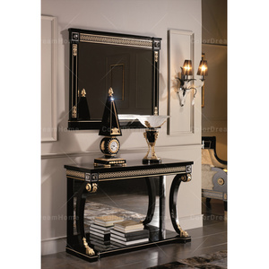 Luxury French Furniture <strong>Black</strong> Living Room <strong>Console</strong> <strong>Table</strong> with Mirror - Product Image 1