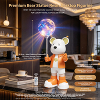 Statue d'ours en résine de qualité supérieure avec lumière nocturne galaxie à télécommande 16 couleurs pour la décoration de hôtels et cafés de luxe