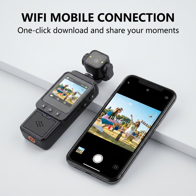 Handheld Video Recorder, 1080P HD Anti-shake Pocket Action Camera for Running Cycling Outdoor Vlog Daily Recording