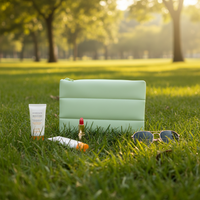 Mini sac de maquillage portable de voyage, matelassé, mignon, gonflé, avec fermeture éclair, grande capacité, sac de soin de la peau, sac à coussin avec logo personnalisé