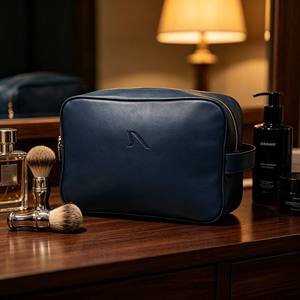 PU <b>Leather</b> Travel <b>Toiletry</b> <b>Bag</b> With Side Handle Custom Embossed Logo Cosmetic <b>Bag</b> Waterproof Makeup Wash <b>Bag</b> For Trip - Product Image 5