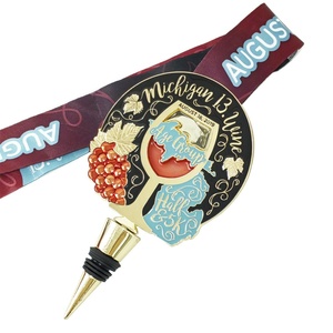 ผู้ผลิตขายส่งเหรียญรางวัลกีฬา 3 มิติ รูปทรงจุกขวดไวน์ ทำจากโลหะ ชุบทองโบราณ แบบเลียนแบบ สำหรับงานวิ่งฮาล์ฟมาราธอน 5 กิโลเมตร รับทำตามสั่ง - Product Image 5