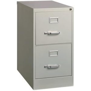 Alera Light Gray 2-<b>Drawer</b> Vertical File 15\" X 25\" X 28.38\" 2 Letter-Size Metal <b>Drawers</b> - Product Image 1