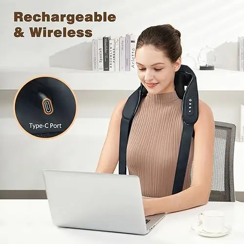 Deep Kneading Neck Hand-Shaped Massager Wireless Shiatsu Electric Heating Neck And Shoulder Massager For Muscle Pain Relief