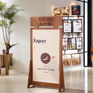 ขาตั้งป้ายไม้แบบ A-Frame สำหรับงานแสดงสินค้า แบบวินเทจ ผลิตตามสั่ง (OEM/ODM)  วัสดุแซนด์วิชบอร์ด  รีไซเคิลได้ กันน้ำ ผิวมันเงา สำหรับเมนูขายสินค้า - Product Image 3