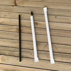 Boardwalk Jumbo Paper Straws 7.75\" <b>Black</b> Individually <b>Wrapped</b> Case Bar Accessories Beverages Bubble Tea Parties Printed - Product Image 2