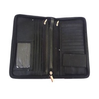 Pochette de livre en cuir PU avec logo personnalisé avec fermeture à glissière porte-dossiers sac à main de voyage portefeuille de voyage pochette à fermeture éclair d'affaires