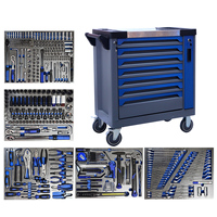Ensemble d'outils à main en acier CrV de 429 pièces, chariot à outils en métal robuste avec 5 plateaux en mousse EVA, chariot à outils roulant avec tiroirs