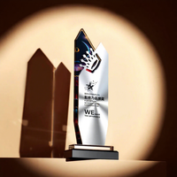 Trofeo de Cristal Deslumbrante, Diseño Personalizado, Medalla de Cristal Metálico, Grabado Láser, Impresión UV, Premios Anuales, Reconocimiento a Empleados