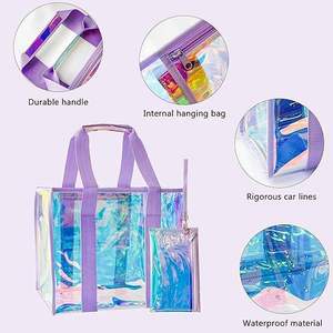 Large Sized Purple <b>Waterproof</b> Customized Fashionable Beach <b>Bag</b> Holographic Handbag for Female - Product Image 4