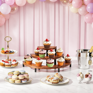 Présentoir de table moderne en bois à 3 niveaux, écologique, pour cupcakes, bijoux, parfums et figurines Funko Pop - Product Image 5