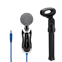 Microfono a Condensatore Professionale Omnidirezionale con Supporto Treppiede - Cablato 3.5MM per Uso Desktop Leggero Portatile in Metallo