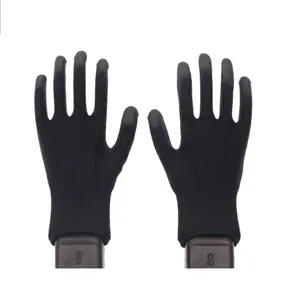 Hot Selling Russian Market Black Safety Work Nylon PU Gloves for Palm Coating