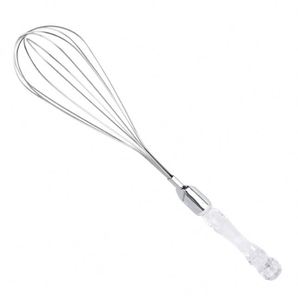 Hot Selling Kitchen Baking Tools Stainless Steel Manual Beater <b>Egg</b> Whisk with Transparent <b>Plastic</b> Handle - Product Image 3