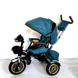 Vente en gros directe : Tricycle 4-en-1 pour enfants avec système de direction intégré, poignée en cuir, paniers avant et arrière, vélo-poussette pour tout-petits - Product Image 4