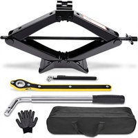 Kit de changement de pneus avec cric à ciseaux et clé à écrous - Kit d'urgence pour voiture, SUV, MPV