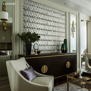 Lander đá thiết kế mới bằng tia nước đá cẩm thạch khảm tường gạch cho phòng tắm phòng khách đá thiên nhiên bằng tia nước đá cẩm thạch khảm gạch - Product Image 2