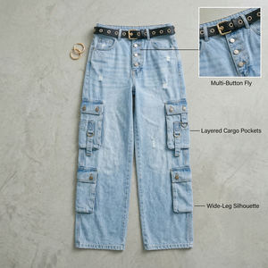 Vaqueros <span class=keywords><strong>Cargo</strong></span> Vintage para <span class=keywords><strong>Mujer</strong></span> con Múltiples Bolsillos, Ajuste Holgado, Estilo Urbano, Pantalones de Mezclilla Utilitarios, Moda Y2K, Parte Inferior de la Prenda, Etiqueta Privada - Product Image 6