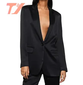 Tuoyi สูทผู้หญิงสไตล์เรียบง่ายใหม่ Tuoyi เสื้อคลุมสีดำ3D แพ็คเก็ต