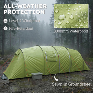 Tente familiale portable et étanche pour l'extérieur, type « tube », avec sac de transport, 6 personnes, deux chambres, quatre saisons, grande capacité, vente chaude - Product Image 1