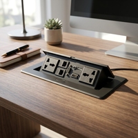 Prise de bureau universelle T266-4P avec double prise CA, chargeur USB Type-C pour ports RJ45, concentrateur d'alimentation pour bureau/conférence