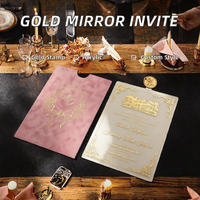 Invitations de mariage écologiques en acrylique effet miroir doré arabe 5x7 pouces, avec texte personnalisé en feuille blanche, imprimées en typographie pour Noël et anniversaire