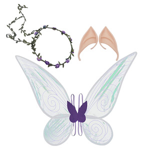 Kids Colorful Butterfly Korean Thin Tulle Pearl Earrings Props Angel Fairy Wings Set - Product Image 6