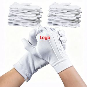 Gants uniformes blancs pour femmes et hommes avec revers à pression, pour défilés, costumes personnalisés, services funéraires, smoking et garde de cérémonie - Product Image 1