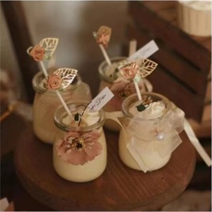 Personalized Wedding Favor Pudding Cup with Floral Decor Custom Name Wedding Souvenir for Guests - Product Image 1