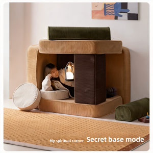 <span class=keywords><strong>Divano</strong></span> Letto Modulare per Bambini Stile Crema, Design a Blocchi, Pieghevole, Sfoderabile e Lavabile, per Soggiorno e Camera da Letto - Product Image 2