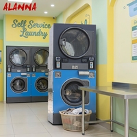 Lavadora y Secadora Comercial de 15 kg con Monedas, de Acero Inoxidable, Equipo de Lavandería