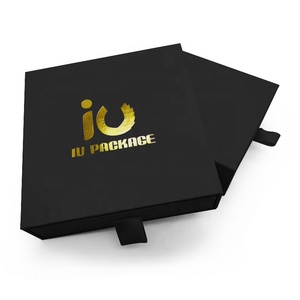Custom Foil LOGO Luxury Clothing Apparel Black Sliding Drawer <b>Box</b> Cardboard Packaging - Product Image 2