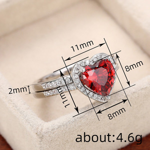 แหวนรูปหัวใจประดับเพชรซิคอน เงินแท้ 925 แบบฝังเพชร แหวนเพชรสำหรับผู้หญิง - Product Image 4