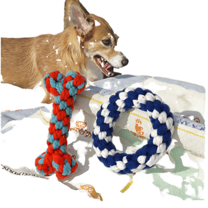 ของเล่นเชือกฝ้ายถักมือสำหรับลูกสุนัข ของเล่นกัดแทะแบบถักทนทาน สำหรับเล่นในบ้านและนอกบ้าน - Product Image 2